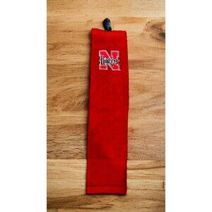 Red Nebraska Cornhuskers Tri-Fold Golf Towel With Hook Team Effort Face Club